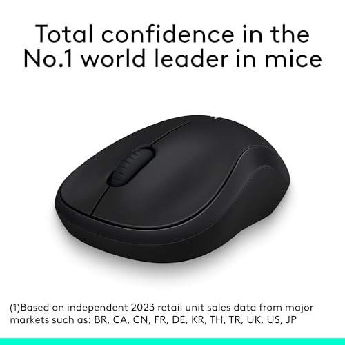 Logitech M185 Compact Ambidextrous Wireless Mouse with Rubber Grips - Black | Ambidextrous mouse with 2.4 GHz USB-A Nano Receiver, Optical Tracking, 12-Months Battery Life, PC, Mac, Laptop compatible - color: Black, size: 1 Pack, style: USB Receiver