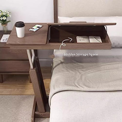 Coffee Table, Height-Adjustable C-shaped Side Table, Folding Coffee Table with Tilting Table Top, Sofa Bedside, Laptop Stand, TV Tray with Storage Basket, Snack Side Table