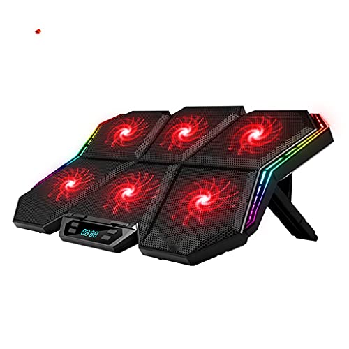 Gaming RGB Laptop Cooler 12-17 Inch Led Screen Laptop Cooling Pad Notebook Cooler Stand with Six Fan and 2 USB Port