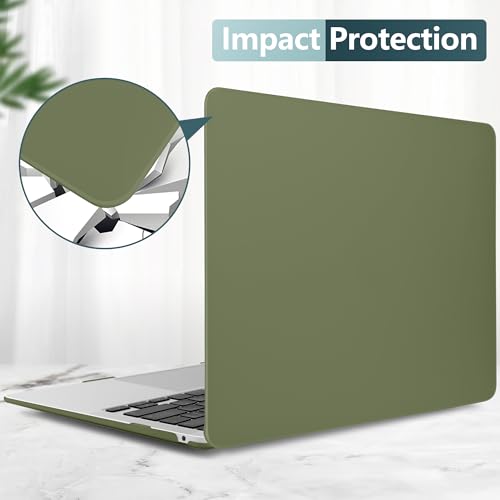 DONGKE Compatible with MacBook Air 13 inch Case 2021 2020 2019 2018 Release Model: M1 A2337 A2179 A1932, Hard Case Cover for MacBook Air 13 inch with Retina Display Touch ID - Avocado Green - color: Green