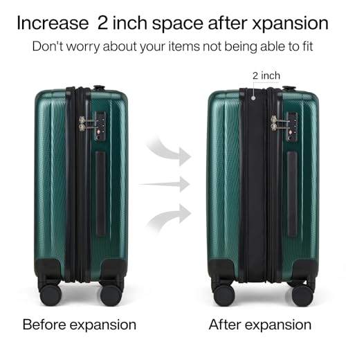 Hanke Expandable Hardshell Luggage Sets 3 piece Carry on Luggage with Wheels Suitcases Lightweight Checked Travel Luggage Rolling Large Suitcase Travel Luggage Bag Woman Men 20/24/29 IN,Blackish Green - color: Blackish Green, size: Expandable 3 Piece Set（
