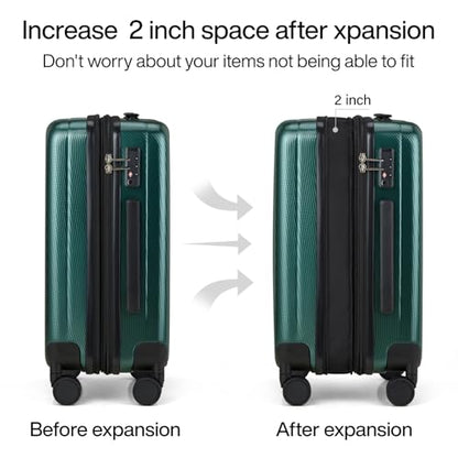 Hanke Expandable Hardshell Luggage Sets 3 piece Carry on Luggage with Wheels Suitcases Lightweight Checked Travel Luggage Rolling Large Suitcase Travel Luggage Bag Woman Men 20/24/29 IN,Blackish Green - color: Blackish Green, size: Expandable 3 Piece Set（