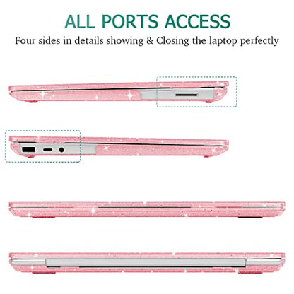 May Chen Plastic Hard Shell Case with Screen Protector & Keyboard Cover & Dust Plug for Microsoft Surface Laptop Go 3/2/1 12.4 Inch (2023/2022/2020 Release) - Pink Glitter - color: Pink Glitter
