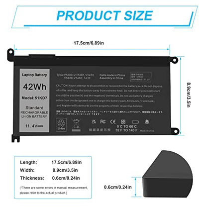 Fancy Buying 51KD7 Laptop Battery Replacement for Dell Chromebook 11 3100 3180 3189 5190 3181 2-in-1 14 3400 Series P28T001 Y07HK FY8XM 0FY8XM - size: 6.89*3.5*0.24inch