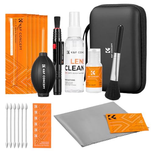 K&F CONCEPT 25 in 1 Camera Cleaning Kit, Full Frame Lens and Sensor Cleaner | 24mm Vac-Sealed Swabs,Lens Pen,60 and 20ML Lens Cleaner,Cloth,Blower,Hard Case, for Canon Nikon Sony DSLR Mirrorless,MK02 - size: 24mm