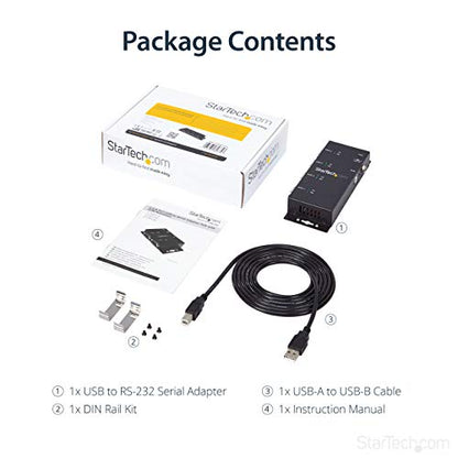 StarTech 4-Port USB to Serial RS232 Hub, Industrial, TAA (ICUSB2324I) | FTDI USB to DB9 RS-232 Adapter Hub, DIN Rail and Wall Mountable, COM Port Retention - style: 4-Port