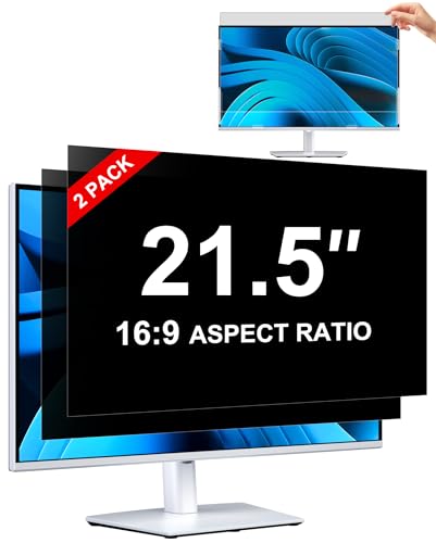 [2-Pack] Privacy Screen For Computer Monitor, 21.5-Inch 16:9 Aspect Ratio; Anti Spy/Bule Light/Glare And Eye Protection, 2 Install Ways Removable For Office, Airport, Cafe And Other Public Area; Diagonal 21.5 Inches, Width 18.74 Inches, Height 10.54 Inche
