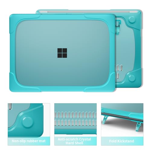 Batianda Durable Stand Case for Microsoft Surface Laptop 13.8 Inch, Blue | Ergonomic Foldable Stand, Heavy Duty Matte Hard Shell, Fits 2024-2026 Surface Laptop 7/8th Edition for Business 13.8 Inch - color: Blue