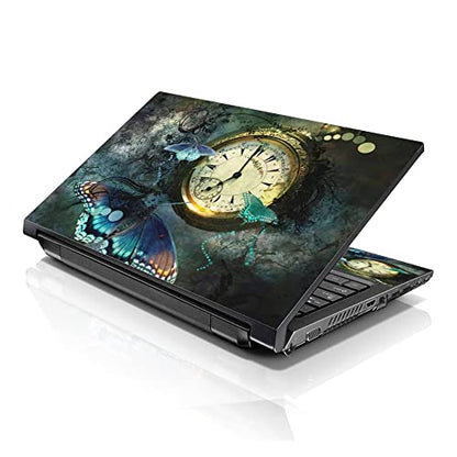 LSS 15 15.6 inch Laptop Notebook Skin Sticker Cover Art Decal Fits 13.3" 14" 15.6" 16" HP Dell Lenovo Apple Asus Acer Compaq (Free 2 Wrist Pad Included) Clock Butterfly - color: Clock Butterfly, size: 13" - 16"