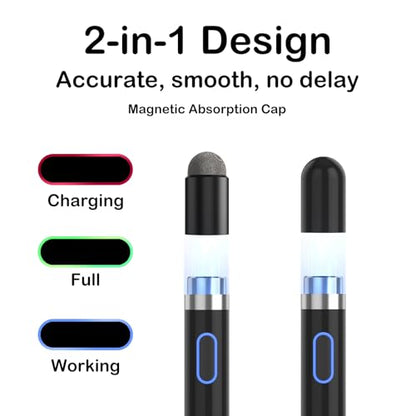 Compatible for iOS&Android Touch Screens Active Stylus Pen,Stylus Pens for Touch Screens,Rechargeable Stylus for i-Pad/Pro/Air/Mini/i-Phone/Cellphone/Samsung/Tablet Drawing&Writing (Black) - color: Black