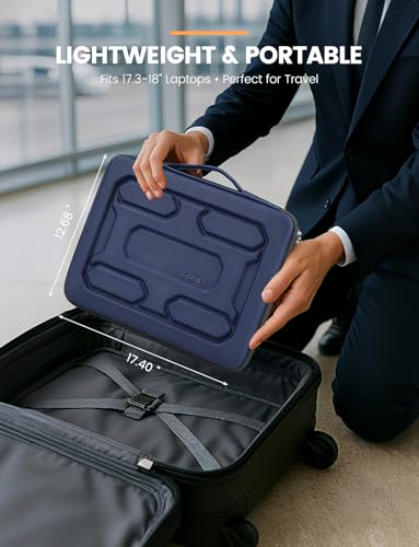 DOMISO 18 inch Laptop Sleeve with Handle Shockproof Computer Bag Waterproof EVA Protective Carrying Case for 17.3" MSI GS73VR Stealth Pro/HP Envy 17/LG Gram 17"/ROG Strix GL702VS,Dark Blue - color: Dark Blue, size: 17.5-18 inch