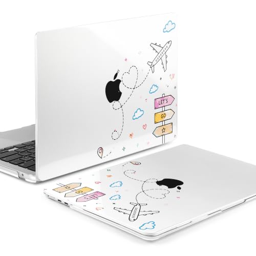 Batianda Case for MacBook Air 15" 2026 M5 M4 M3 M2 Chip, Let's Go Travel | 4-in-1 set with travel doodle design, slim hard shell protection for students, girls and vacation lovers - color: Let's Go Travel