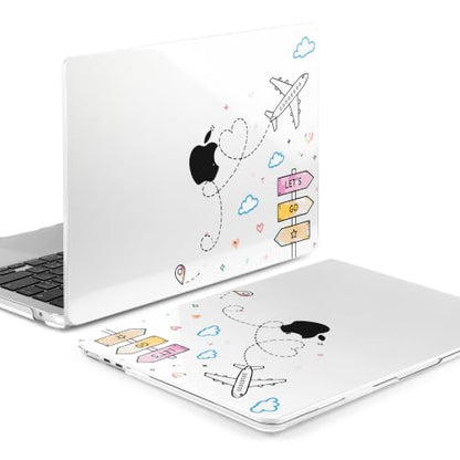 Batianda Case for MacBook Air 15" 2026 M5 M4 M3 M2 Chip, Let's Go Travel | 4-in-1 set with travel doodle design, slim hard shell protection for students, girls and vacation lovers - color: Let's Go Travel