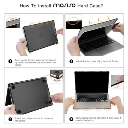 MOSISO Anti-Crack Case for MacBook Air 13 inch M5 M4 M3 M2 2026-2022 | 3 in 1 Kit Anti-Fingerprints Reinforced TPU Bumper Hard Shell for MacBook Air 13.6, A3449 A3240 A3113 A2681, Starlight Clear - color: Starlight Clear