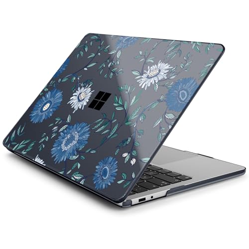 Batianda Case for Microsoft Surface Laptop 13 inch 2025 2026, Blue Flowers | Fits Model 2095, Artistic Patterns Ultra-Slim Lightweight Scratch-Resistant Hard Shell with Professional Protection - color: Blue flowers