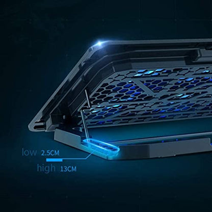 Notebook Cooler Laptop Cooling Pad 12-17.2 Inch Gaming Laptop Cooler Cooling Pad 6 Fans and 2 USB, 2400 RPM Strong Wind Designed for Gamers and Office Gaming Cooling Pad (Color : Black)