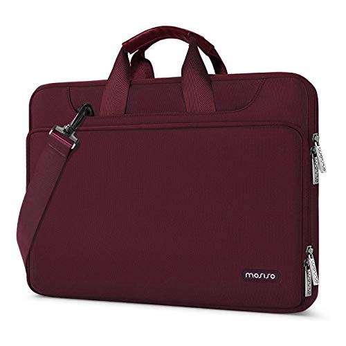MOSISO 360 Protective Laptop Bag 13.3 inch, 13-14 inch Computer Bag | Compatible with MacBook Air 13 inch/Pro 13 /Pro 14, HP,Dell,Notebook, Laptop Carrying Case with Strap&Handle, Wine Red - color: Wine Red, size: 13.3 inch