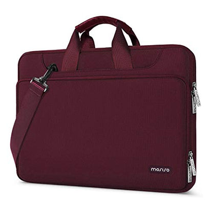 MOSISO 360 Protective Laptop Bag 13.3 inch, 13-14 inch Computer Bag | Compatible with MacBook Air 13 inch/Pro 13 /Pro 14, HP,Dell,Notebook, Laptop Carrying Case with Strap&Handle, Wine Red - color: Wine Red, size: 13.3 inch