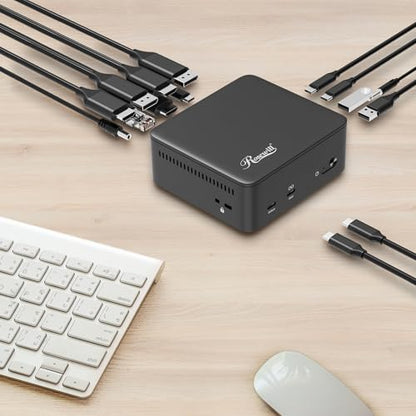 Rosewill 12-in-1 USB C Triple DisplayLink Docking Station | 135W PD, 3x HDMI (3x 1080p 60Hz), 3x USB 5Gbps Ports | Windows, macOS, ChromeOS Compatible - Enhance Productivity with Multi-Monitor Support - style: DisplayLink