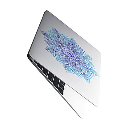 Mandala Laptop Sticker Decal - Waterproof Transparent Vinyl Decals Stickers - Mandalas Blue Sticker Starry Night Partial Skin Compatible with Computer MacBook Air Pro 13 15 inch Mac Retina - color: Blue on Transparent Material