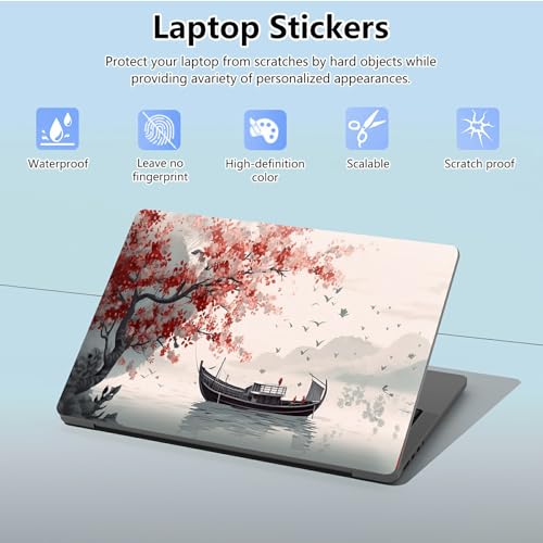 Universal Laptop Skin Sticker with 2 Wrist Pad Skins, Waterproof Scratch Resistant Vinyl Laptop Cover Decal, Cut to Fit for 11–15.6 Inch MacBook HP Dell Lenovo, Ink Painting - color: Ink Painting