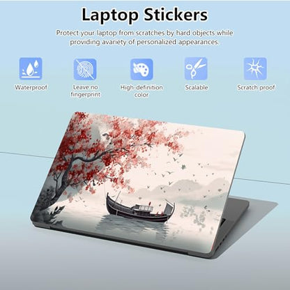 Universal Laptop Skin Sticker with 2 Wrist Pad Skins, Waterproof Scratch Resistant Vinyl Laptop Cover Decal, Cut to Fit for 11–15.6 Inch MacBook HP Dell Lenovo, Ink Painting - color: Ink Painting