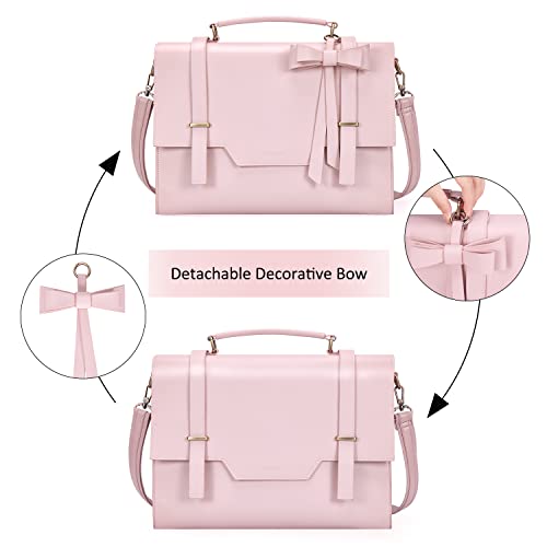 ECOSUSI Laptop Messenger Bag Women Briefcase 15.6 inch Laptop Satchel Handbags - color: Pink