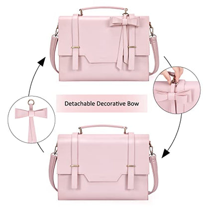 ECOSUSI Laptop Messenger Bag Women Briefcase 15.6 inch Laptop Satchel Handbags - color: Pink