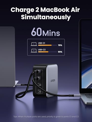 UGREEN Nexode 100W GaN USB C Wall Charger, 4-Port Type-C Fast Charger Compatible with MacBook Pro/Air, Dell XPS, iPhone 17/16/15 Series, Galaxy S25/S24, Pixel 10/9, iPad Air, Steam Deck