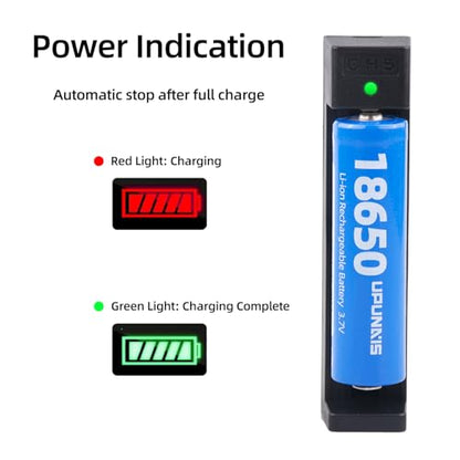 18650 Battery Charger, Suitable for Lithium Battery 18650 20700 10440 14500 18500 16340 17500 Battery Charger, USB Single Slot li-ion Rechargeable Battery Charger (Battery not Included)