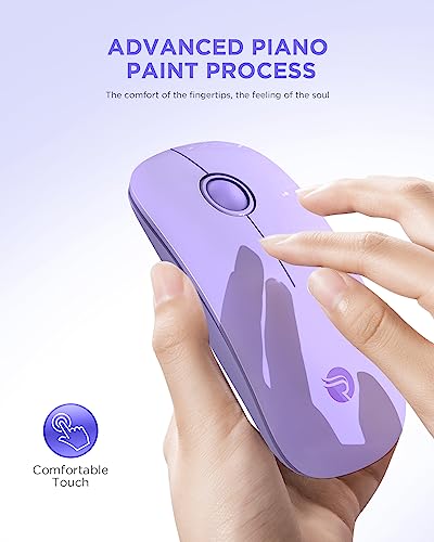 RAPIQUE Wireless Bluetooth Mouse, BT 5.1＆ 2.4GHz Slim Dual Mode, Purple | Quiet clicks, Low Power, 1600 DPI, USB-A Receiver, Portable design, Works with MacBook, Laptop, Desktop, iPad and Chromebook - color: Purple