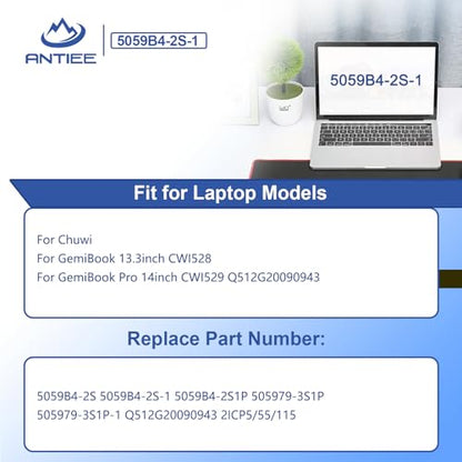 ANTIEE 5059B4-2S-1 Laptop Battery Replacement for Chuwi Gemibook Pro 14 | CoreBook X Pro 14 13.3 inch CWI529 CWI528 Series 5059B4-2S1P 505979-3S1P Q512G20090943, 7.6V 38Wh 5000mAh
