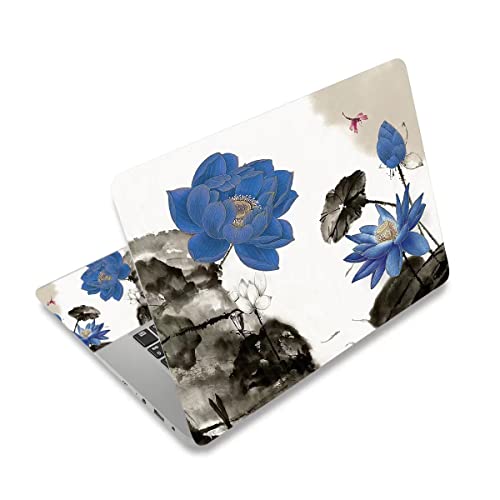 15.6 inch Laptop Notebook Skin Sticker Universal Soft Art Cover Decal Fits 12 13 13.3 14 15 15.4 15.6 inch Laptop Protector,Easy to Apply, Reusable, Blue Lotus Ink Painting - color: Blue Lotus Ink Painting