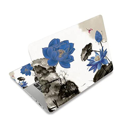 15.6 inch Laptop Notebook Skin Sticker Universal Soft Art Cover Decal Fits 12 13 13.3 14 15 15.4 15.6 inch Laptop Protector,Easy to Apply, Reusable, Blue Lotus Ink Painting - color: Blue Lotus Ink Painting