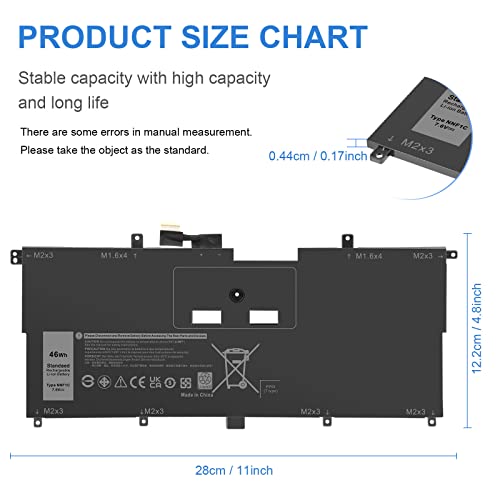 Fancy Buying NNF1C Laptop Battery for Dell XPS 13 2 in 1 9365 XPS 13 9365 2-in-1 2017 XPS 13-9365-D1605TS D1805TS D2805TS D3605TS D3805TS D4605TS Series P71G P71G001 HMPFH 0NNF1C NP0V3 0HMPFH - size: 11*4.8*0.17inch
