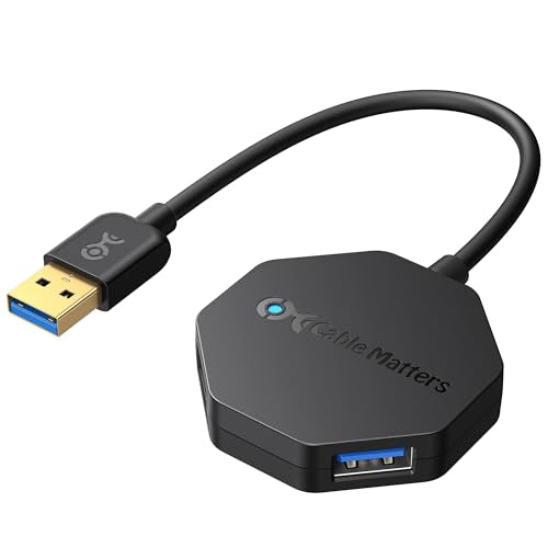 Cable Matters Ultra Mini 4-Port USB 3.0 Hub, USB3 Dock | 4x USB-A Ports, USB Hub, Compact Design, Black