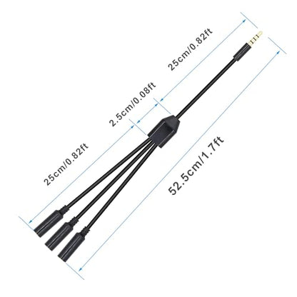 3.5mm Headphone Splitter 1 to 3-Ways 3.5mm (1/8") TRRS 4-Pole Gold Plated Male to 3-Female Stereo Jack Splitter Audio Cable for Headphone and Microphones(50cm/20in)