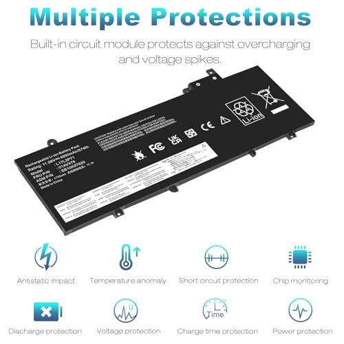 ASUNCELL L17L3P71 L17M3P72 Laptop Battery for Lenovo ThinkPad T480S Series Notebook 01AV478 01AV480 01AV479 SB10K97621 SB10K97622 SB10K97620 11.58V/57Wh - size: L17L3P71 13.39 * 5.71 * 0.73 in