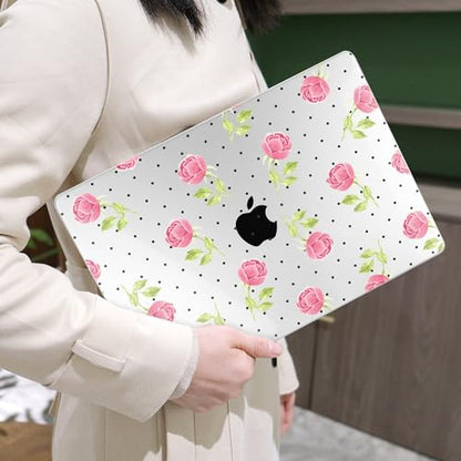 MEEgoodo Case for MacBook Pro 16 inch 2026 2024 2023 2021,Laptop Shell Compatible with M5 M4 M3 M2 M1 Pro/Max Chip,Fit Model A3429/A3428/A3403/A3186/A2991/A2780/A2485,Watercolor Roses&Polka Dots - color: Watercolor Roses&Polka Dots