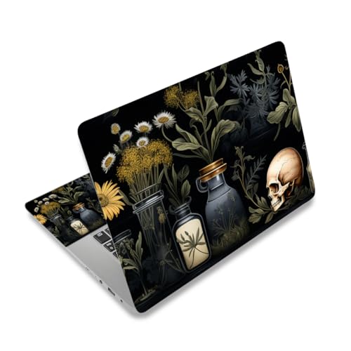 15-15.6 inches Netbook Laptop Skin Sticker Decal Reusable Cover Protector for 11.6 12 13 13.3 14 15 15.4 Notebook Chromebook PC, Scratch-Resistant Waterproof I Black Academia Mystical Green Plant - color: Black Academia Mystical Green Plant