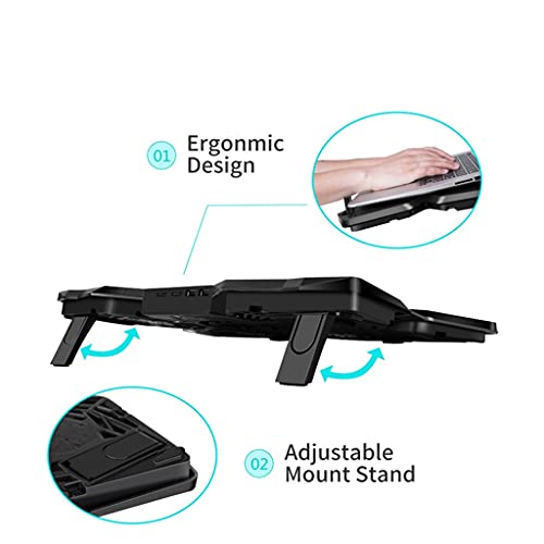 Laptop Cooler Laptop Cooling Pad Notebook Gaming Cooler Stand with Four Fan and 2 Port for 14-17inch Laptop(E) - color: E