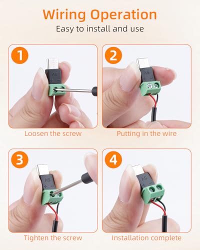 GELRHONR USB C to 2Pin Screw Terminal Adapter, 5V Type C to 2 Pin Solderless Converter Connector for DIY, USBC Repairment and Small Appliances, 4Pack (C Male to 2Pin) - style: C Male to 2Pin