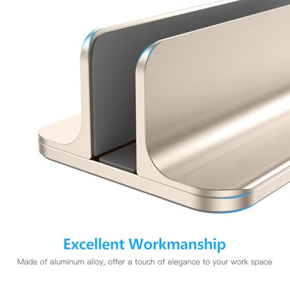 OMOTON Vertical Laptop Stand Holder, Desktop Aluminum Stand for MacBook with Adjustable Dock Size, Fits All MacBook, Surface, Chromebook and Gaming Laptops (Up to 17.3 inches), Starlight - color: Starlight