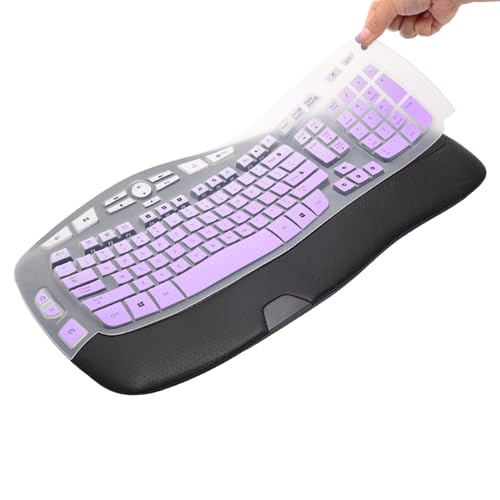 Keyboard Cover for Logitech K350 MK550 MK570 Wireless Wave Keyboard,Waterproof Silicone Keyboard Protector Skin for Logitech K350 MK550 MK570 Keyboard Protective Accessories(Gradient Purple) - color: Gradient Purple