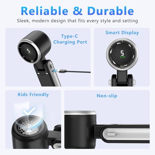 COO Portable Handheld Turbo Fan, 5-Speed Rechargeable Personal Fan | 180° Foldable 3 IN 1 Design with LED Display, Mini Desk Fan for Office, Travel & Outdoor Activities, Black - color: Black1