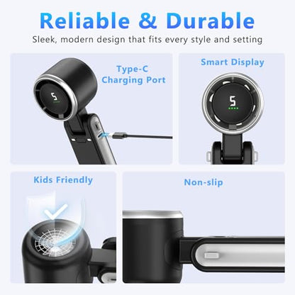 COO Portable Handheld Turbo Fan, 5-Speed Rechargeable Personal Fan | 180° Foldable 3 IN 1 Design with LED Display, Mini Desk Fan for Office, Travel & Outdoor Activities, Black - color: Black1