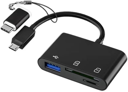 USB C SD Card Reader, 3-in-1 Camera Card Reader Adapter, Plug & Play