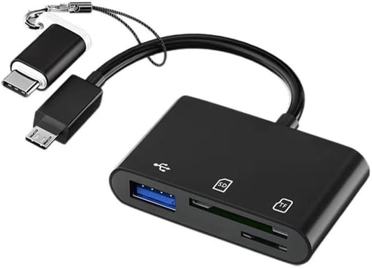 USB C SD Card Reader, 3-in-1 Camera Card Reader Adapter, Plug & Play