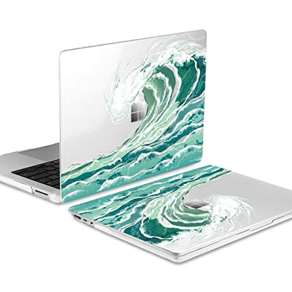 Batianda Case for 12.4" Microsoft Surface Laptop Go 3 2023 Release/Surface Laptop Go 2 (2022), Designed Clear Protective Plastic Hardshell & Keyboard Cover & Screen Protector, Waves - color: Waves