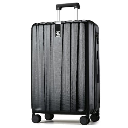 Hanke 29 Inch Luggage Suitcases With Spinner Wheels Lightweight PC hardside Rolling Suitcase With Travel Lock, Checked-Large 29-Inch(Jet Black) - color: Jet Black, size: Checked Large 29 Inch